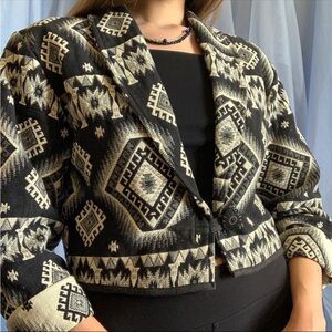 'Flashback' Southwestern Black and White Western Style Cropped Jacket